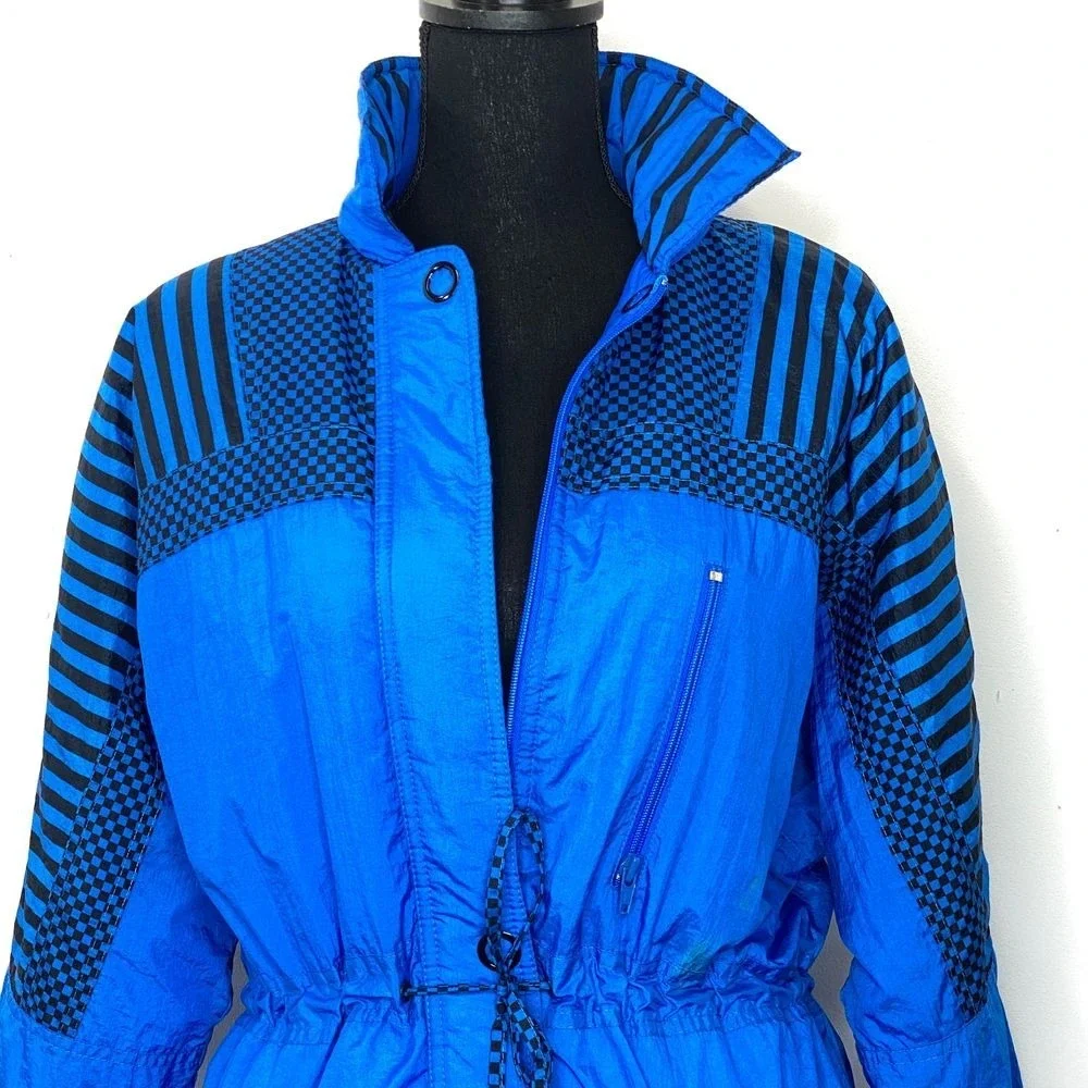 Dani Colby Women's Vintage 80's Ski‎ Jacket Blue Geometric  Sz 8/10